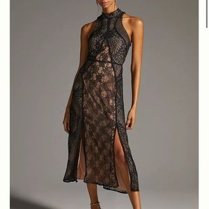 By Anthropologie Black Lace Dress